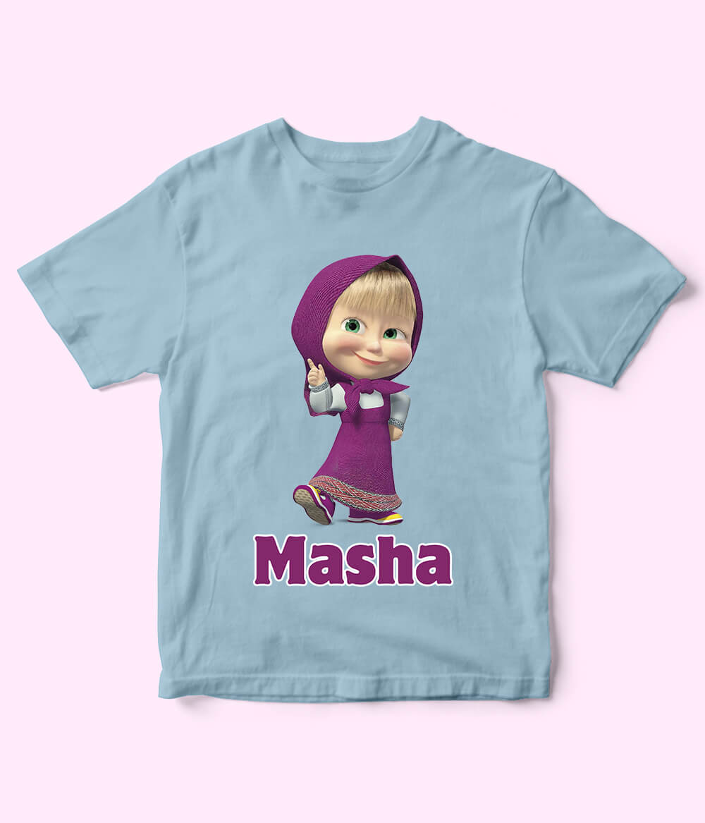 Masha Sky Blue T-Shirt for Girls