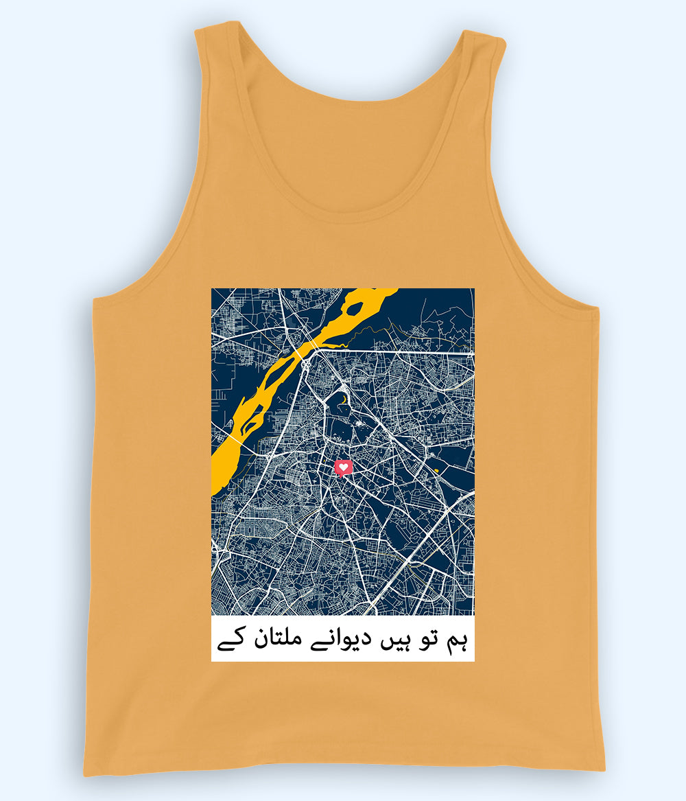 Modern Multan City Map Tanktop (Customizable)