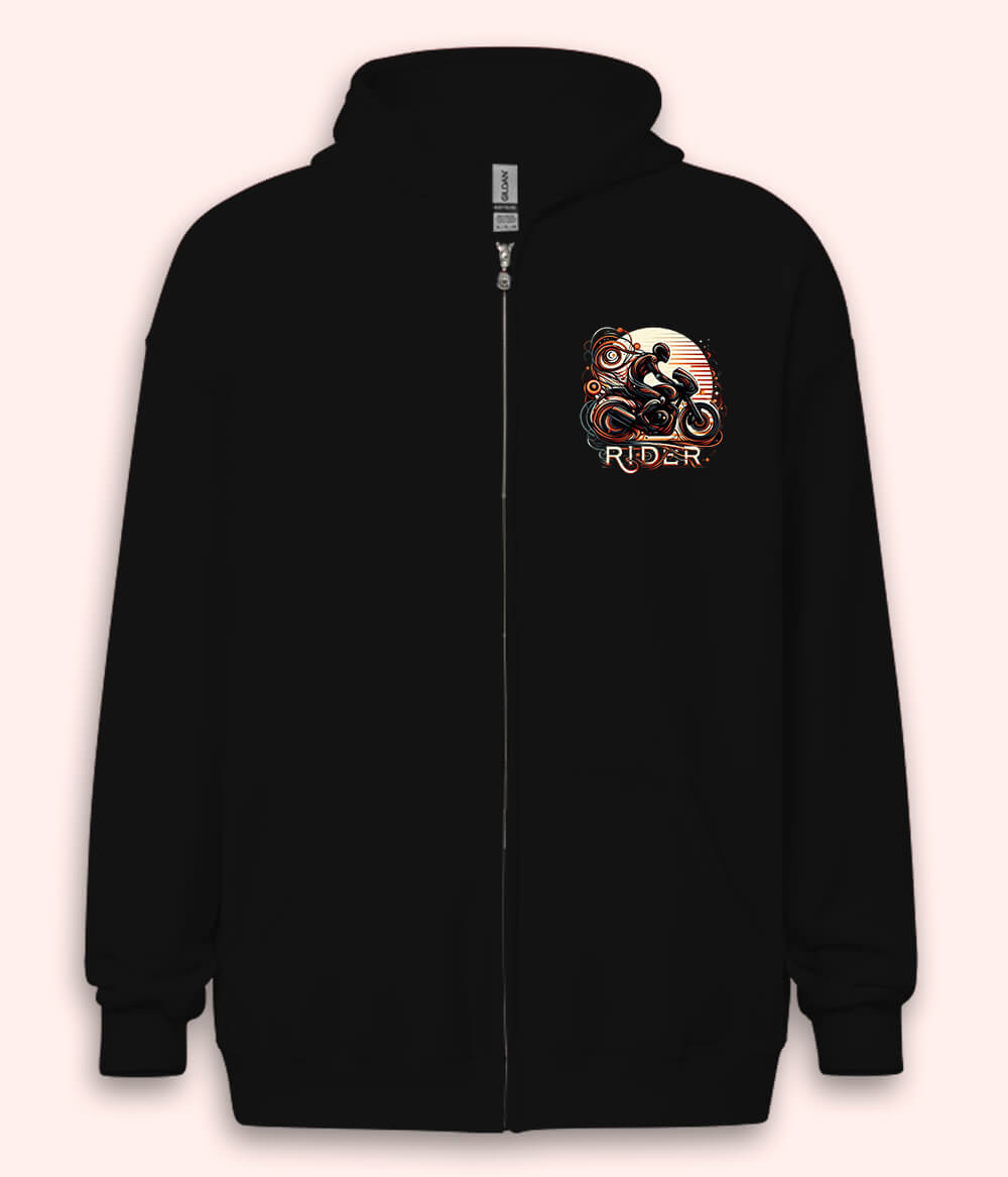 Motorcycle Rider Zipper Hoodie (Unisex)