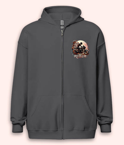 Motorcycle Rider Zipper Hoodie (Unisex)