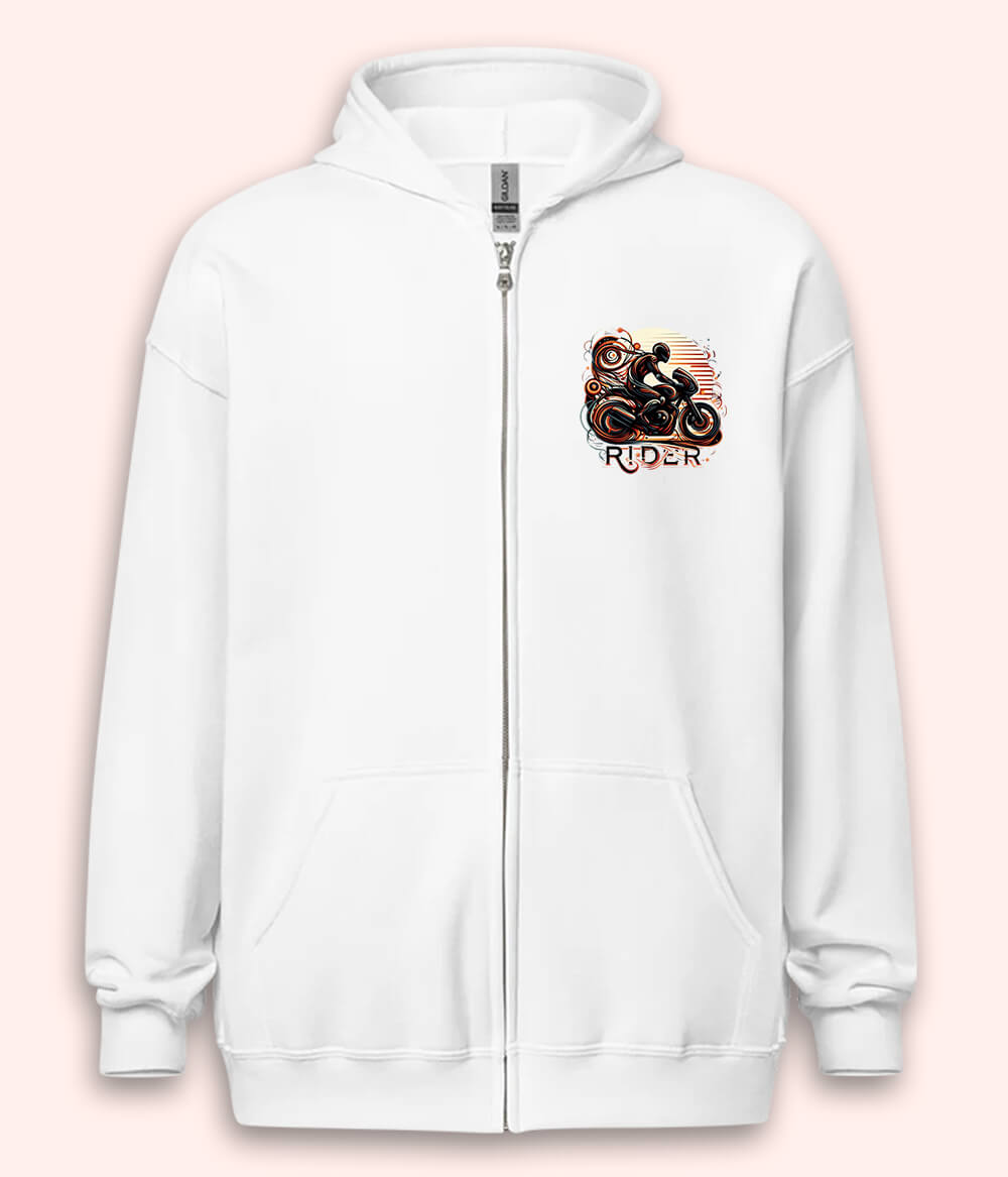 Motorcycle Rider Zipper Hoodie (Unisex)
