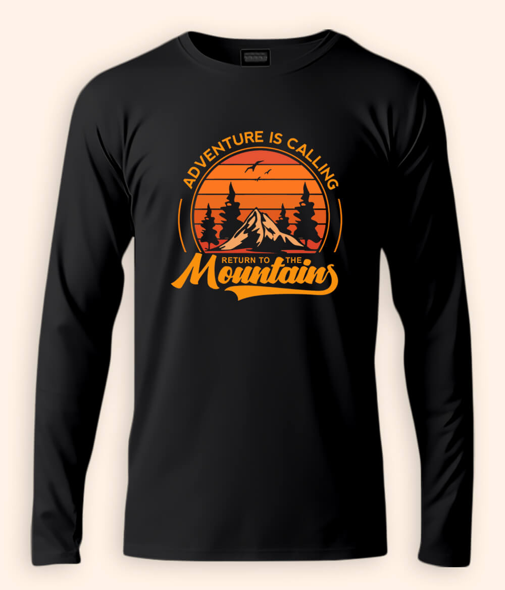 Mountain Black T-Shirt Full Sleeve (Unisex)