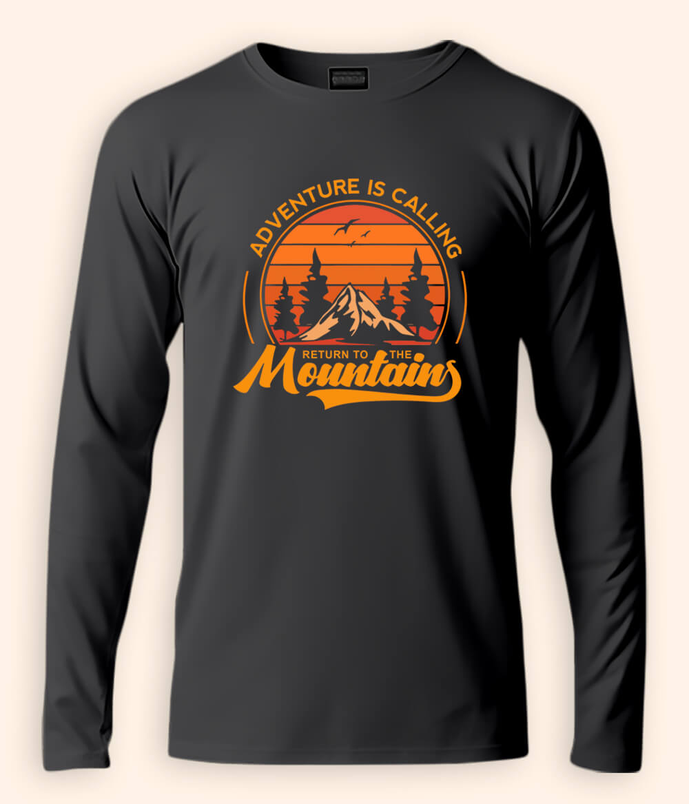 Mountain Charcoal Grey T-Shirt Full Sleeve (Unisex)