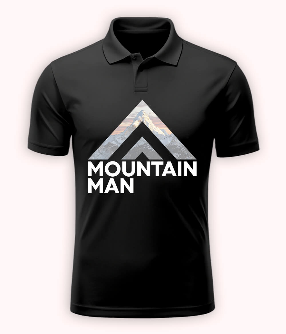 Charcoal Grey Mountain Man Polo T-Shirt