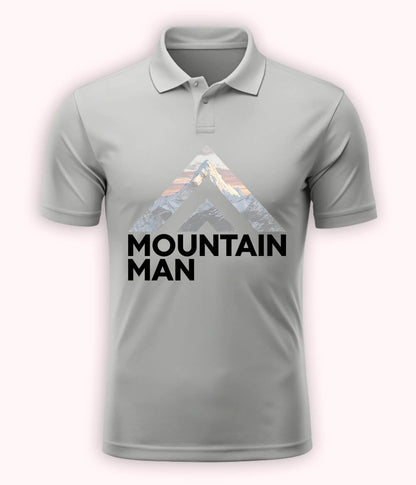 Heather Grey Mountain Man Polo T-Shirt
