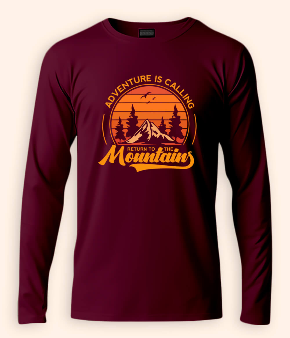 Mountain Maroon T-Shirt Full Sleeve (Unisex)