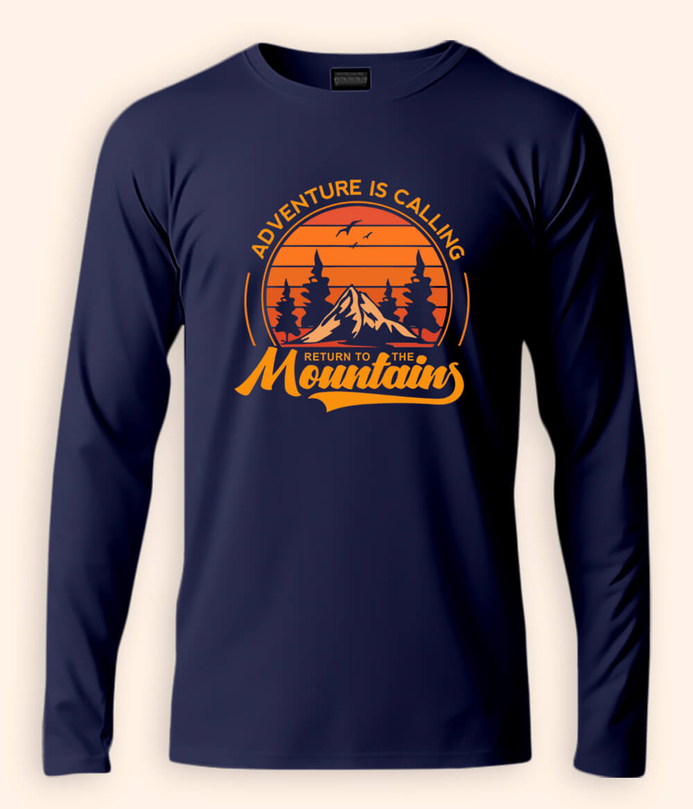 Mountain Navy T-Shirt Full Sleeve (Unisex)