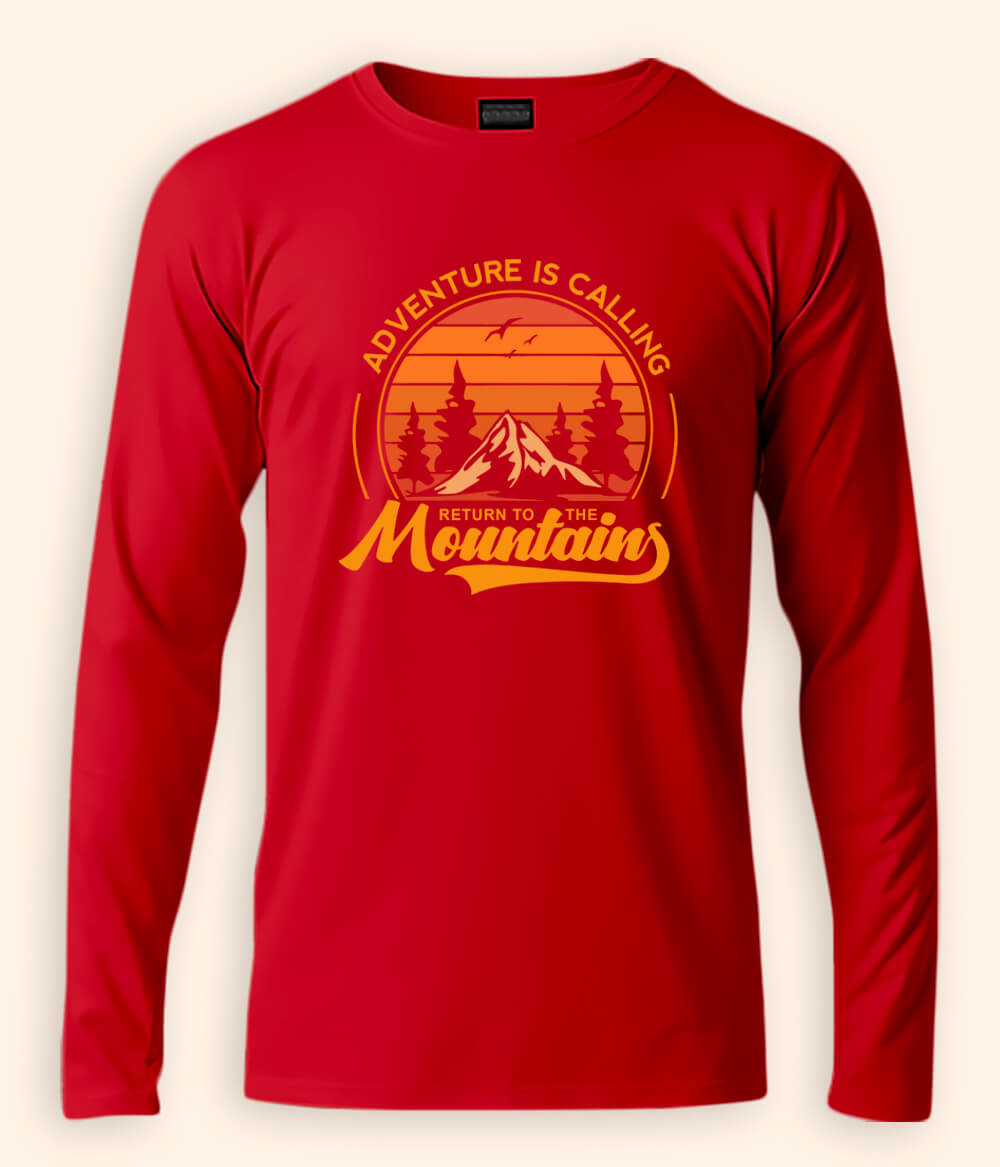 Mountain Red T-Shirt Full Sleeve (Unisex)