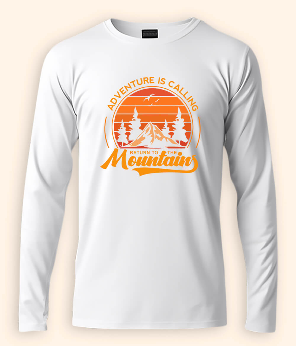 Mountain White T-Shirt Full Sleeve (Unisex)