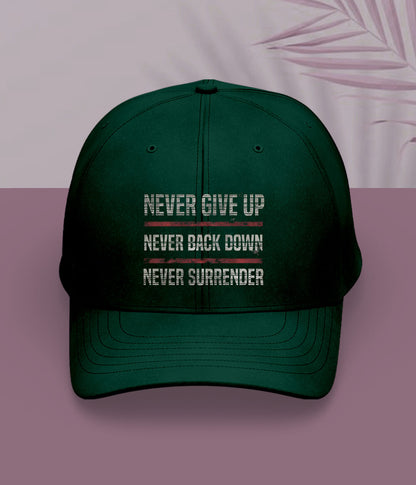Green Never Give Up Cap