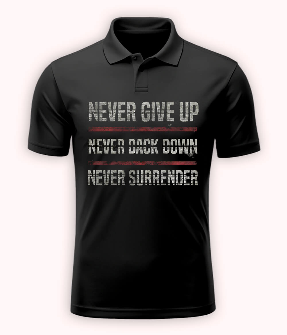 Charcoal Grey Never Give Up Polo T-Shirt