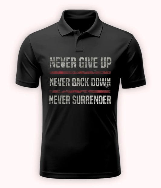 Charcoal Grey Never Give Up Polo T-Shirt