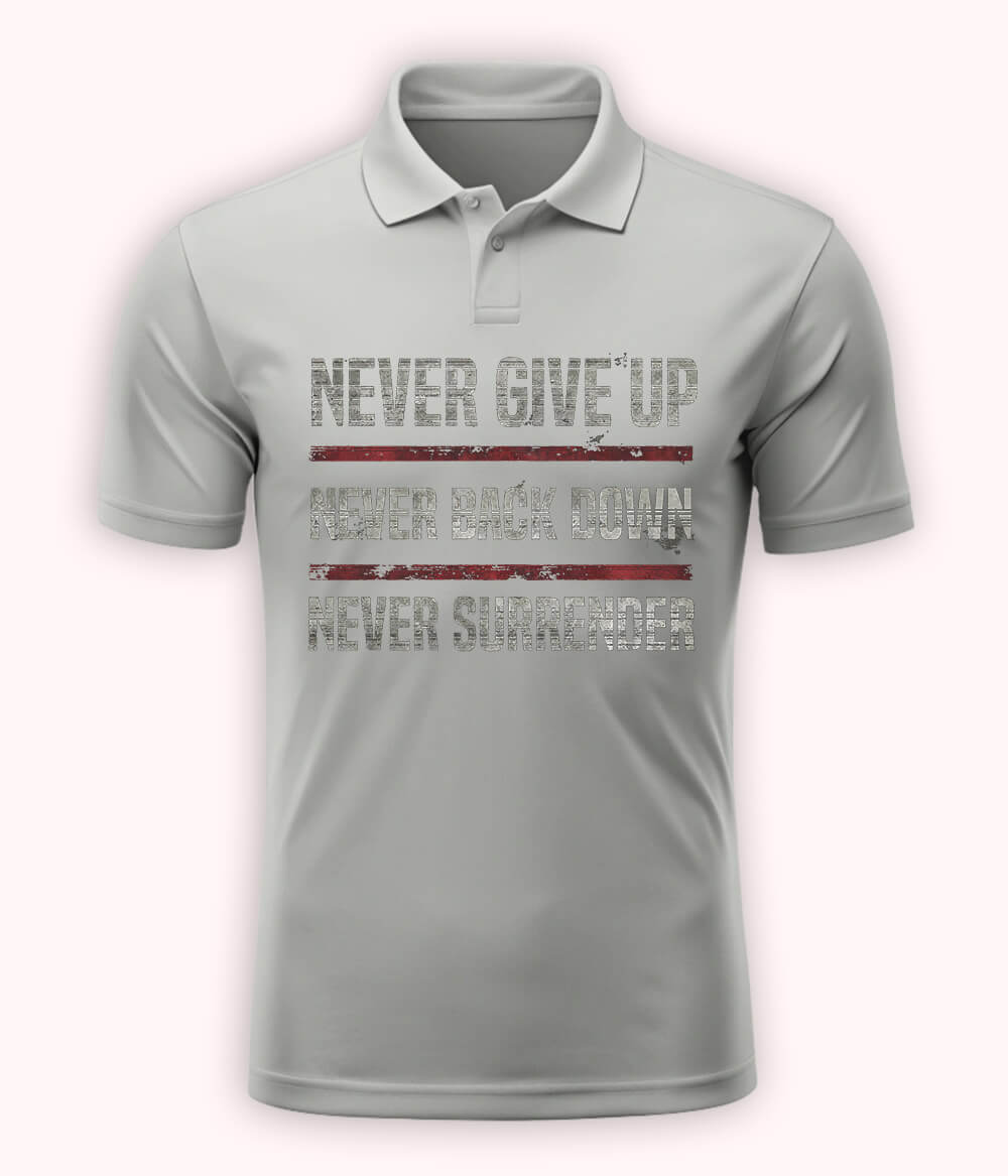 Heather Grey Never Give Up Polo T-Shirt