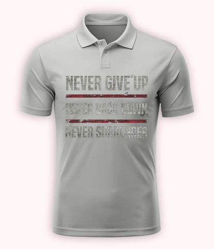 Heather Grey Never Give Up Polo T-Shirt