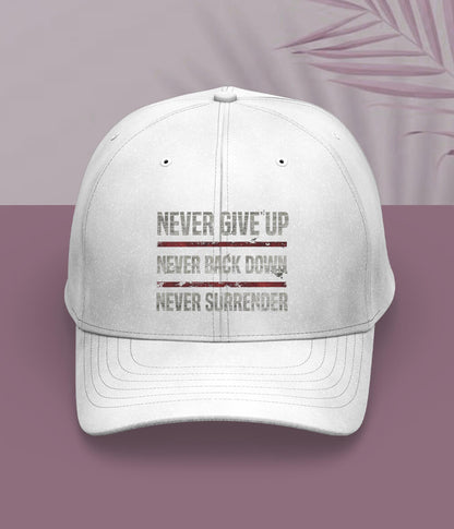 White Never Give Up Cap