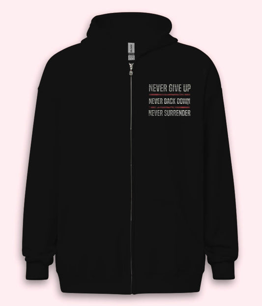 Never Give Up Zipper Hoodie (Unisex)