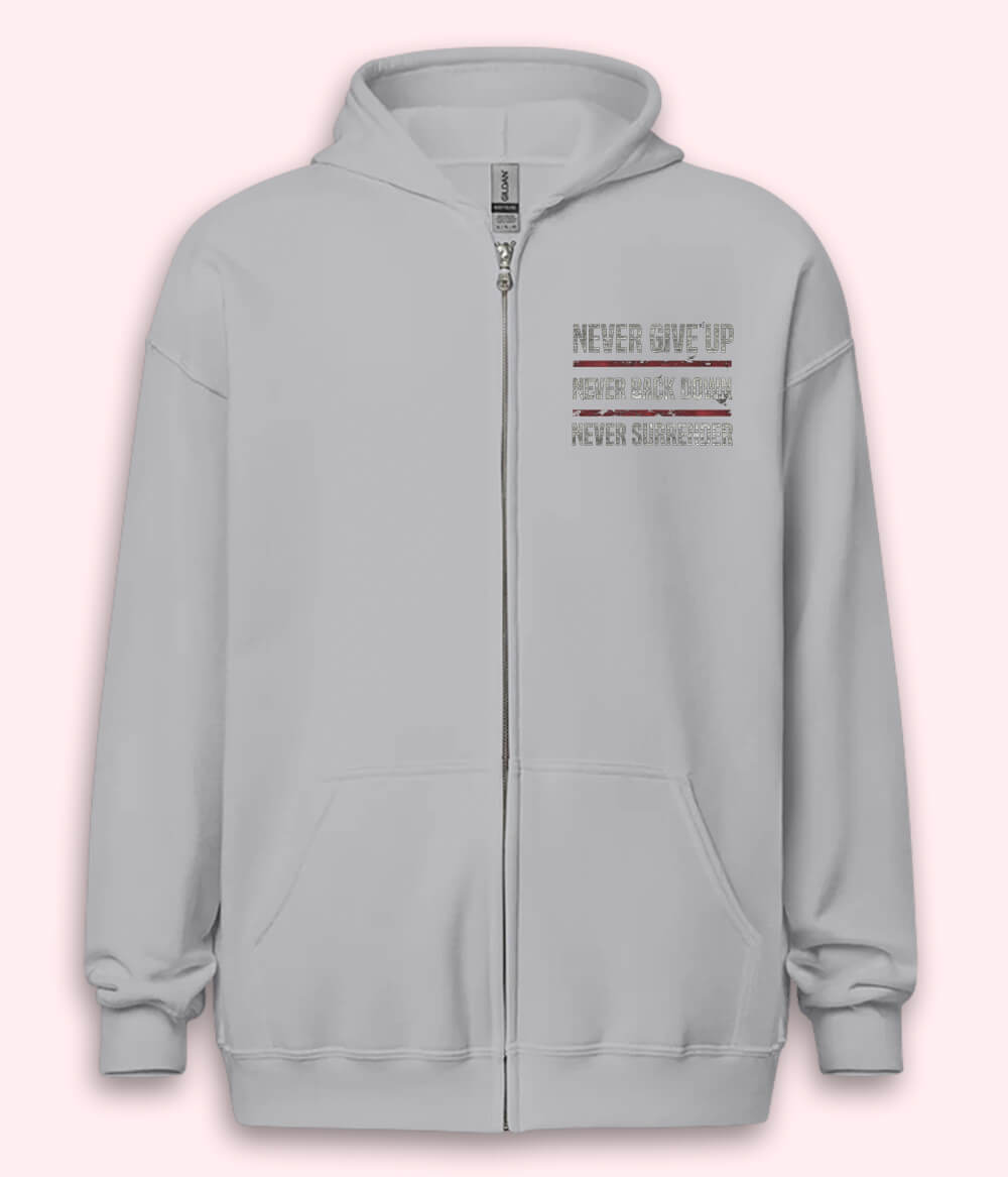 Never Give Up Zipper Hoodie (Unisex)