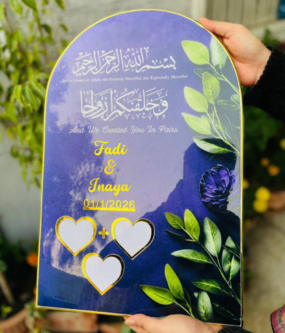 Nikkah Mubarak Resin Frame with Gift Box