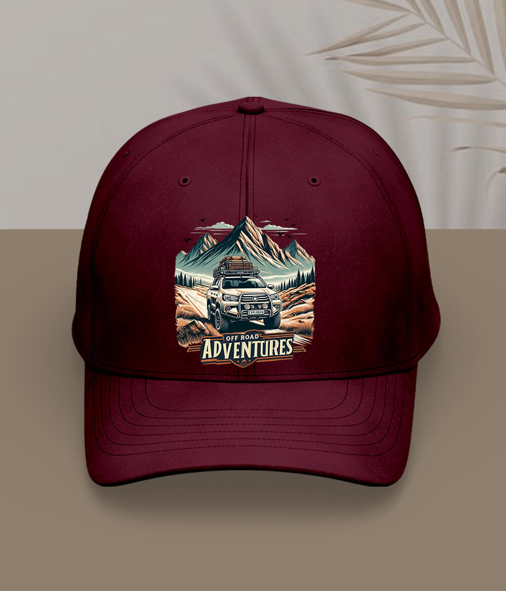 Maroon Off Road Adventure Cap