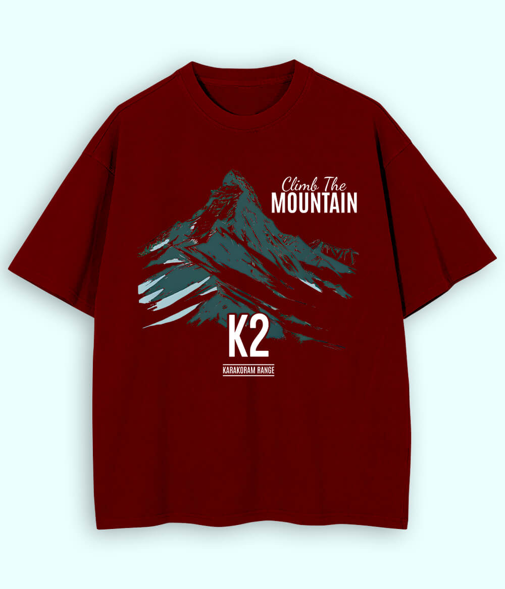 Oversized Hiking Maroon T-Shirts (Unisex)