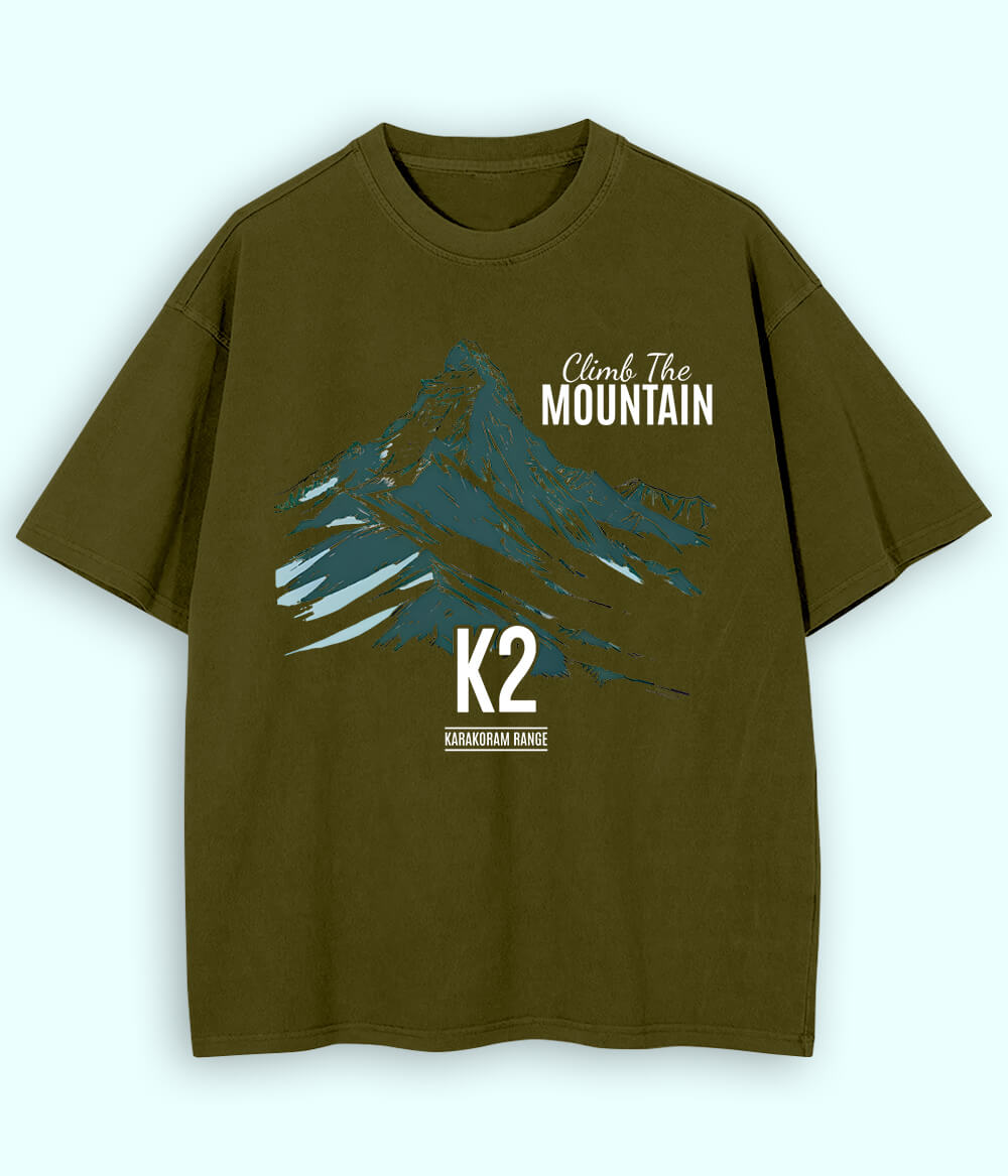 Oversized Hiking Olive Green T-Shirts (Unisex)