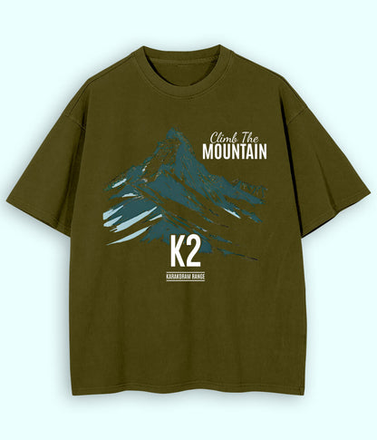 Oversized Hiking Olive Green T-Shirts (Unisex)