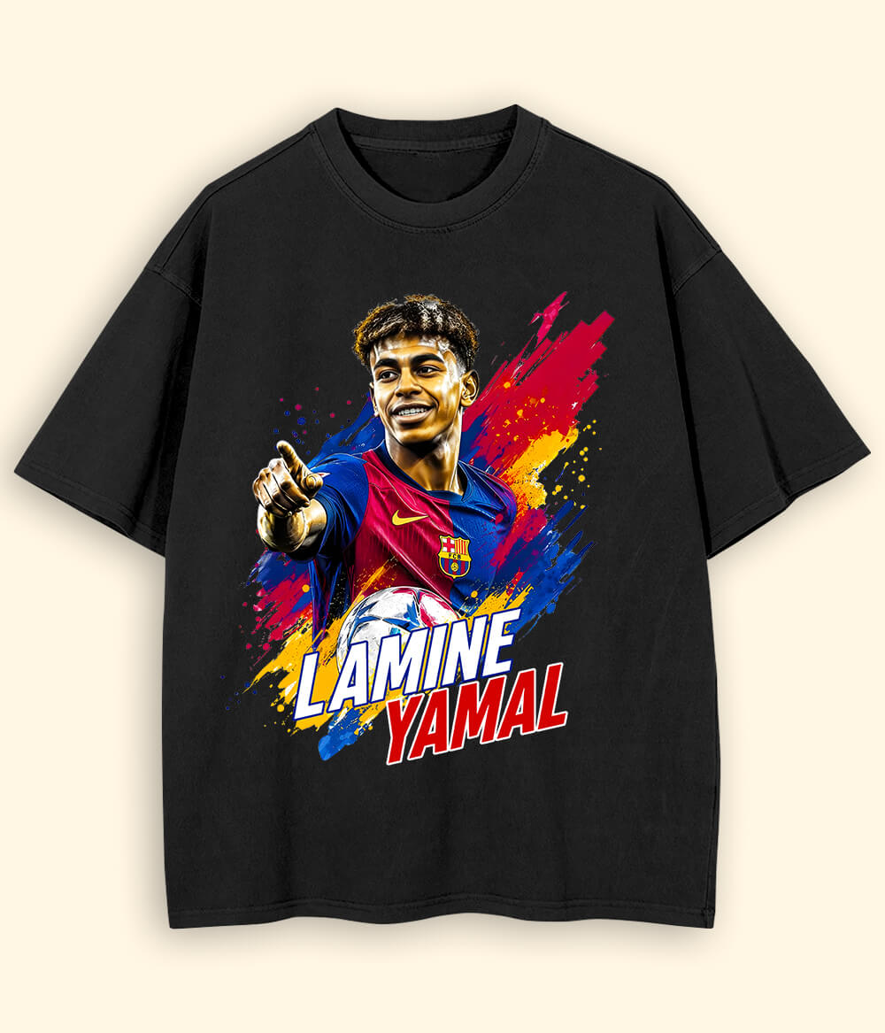 Oversized Lamine Yamal Barcelona Football T-Shirt