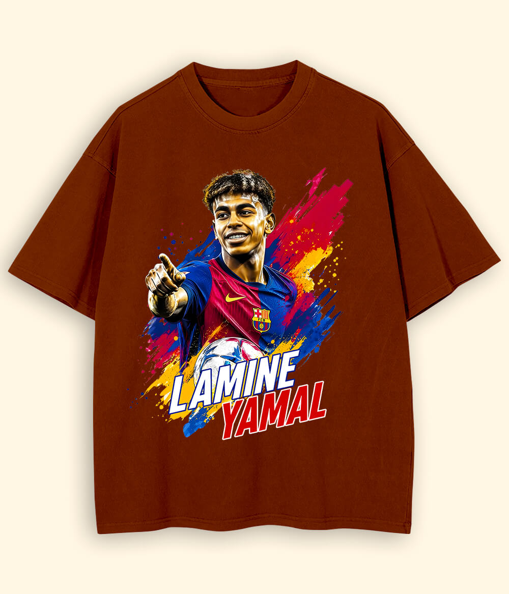 Oversized Lamine Yamal Barcelona Football T-Shirt