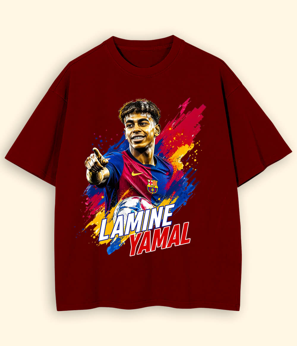 Oversized Lamine Yamal Barcelona Football T-Shirt