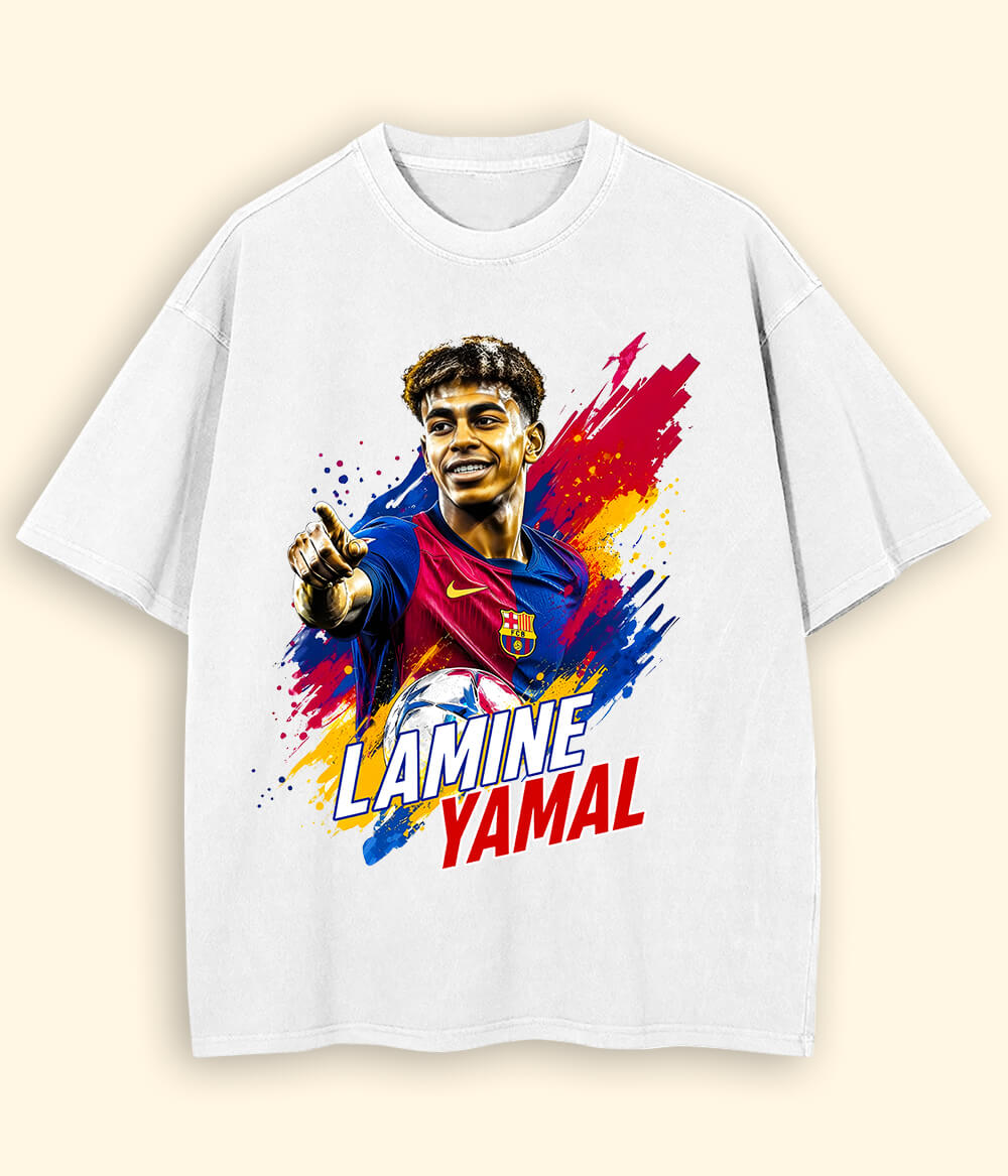 Oversized Lamine Yamal Barcelona Football T-Shirt