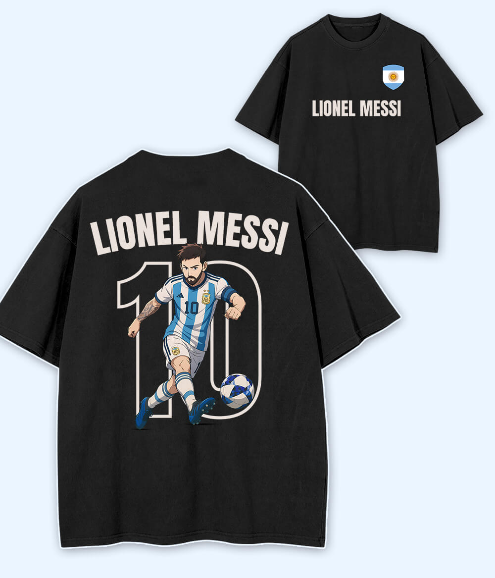 Oversized Lionel Messi Argentina Graphic T-Shirt