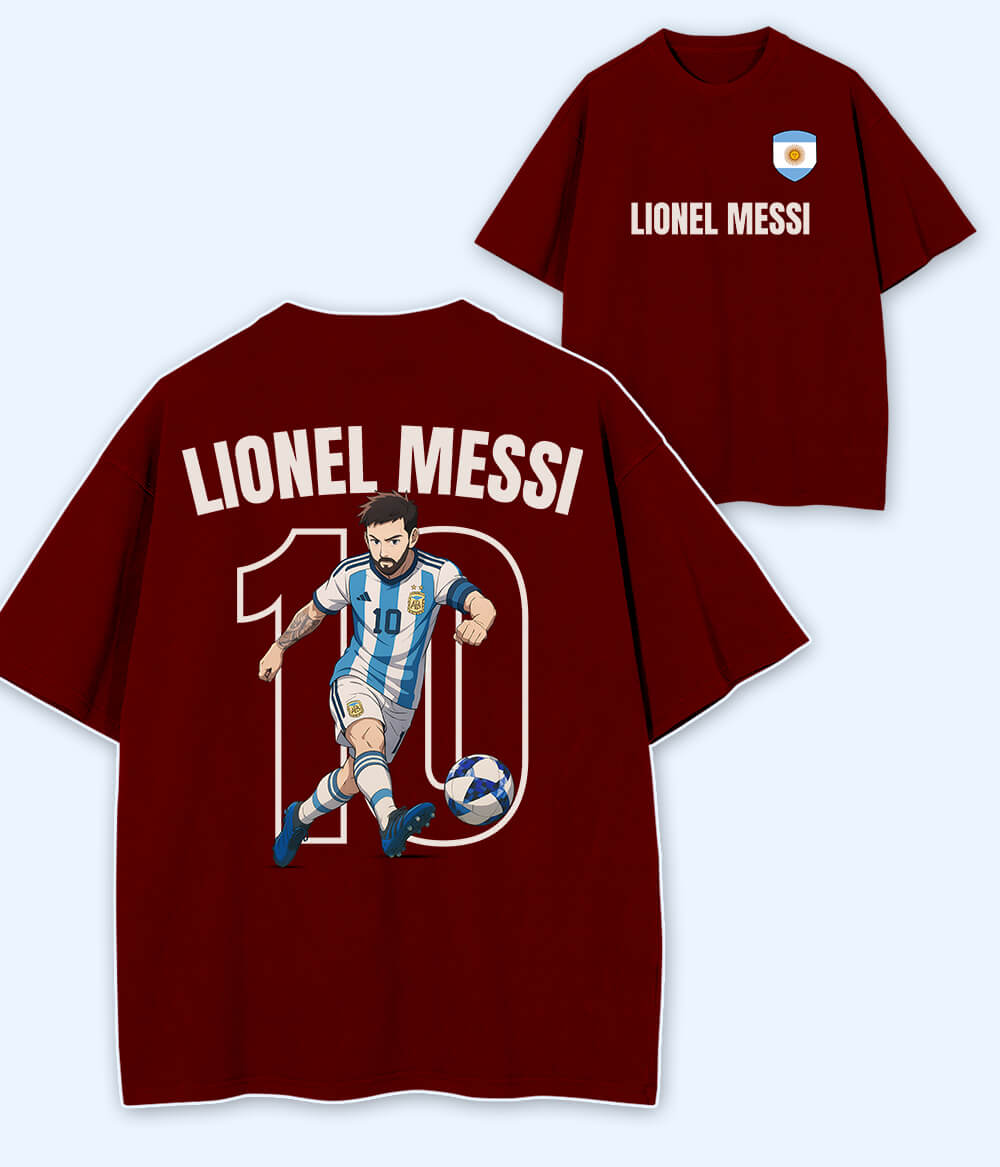 Oversized Lionel Messi Argentina Graphic T-Shirt