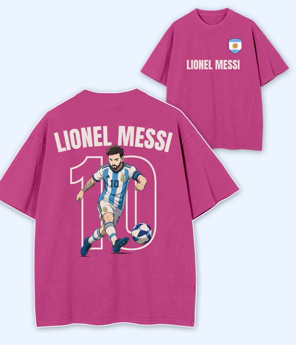 Oversized Lionel Messi Argentina Graphic T-Shirt