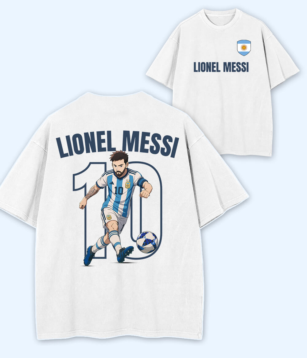 Oversized Lionel Messi Argentina Graphic T-Shirt