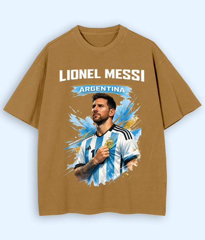 Oversized Lionel Messi Argentina No. 10 Football T-Shirt