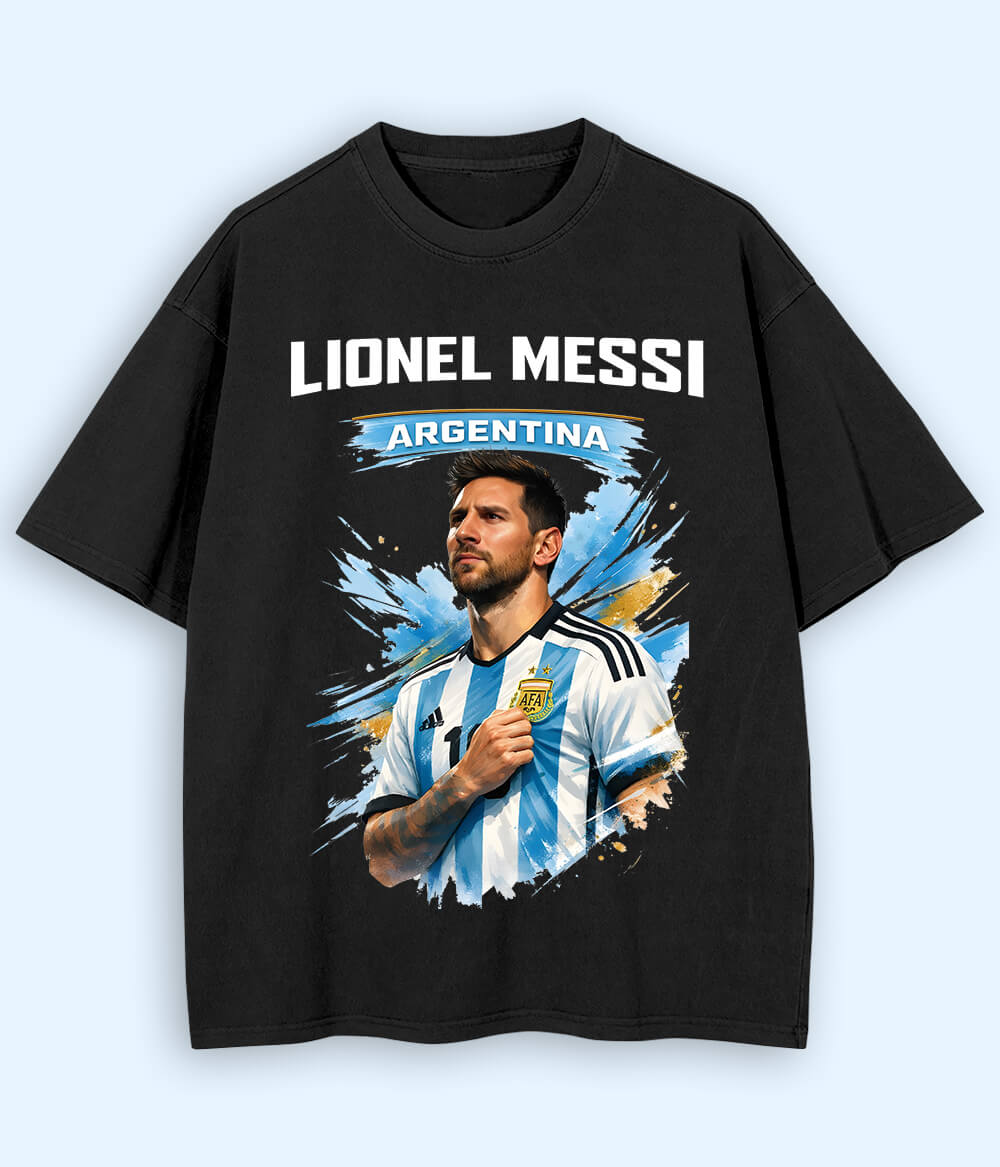 Oversized Lionel Messi Argentina No. 10 Football T-Shirt