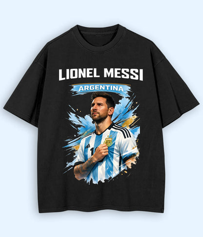 Oversized Lionel Messi Argentina No. 10 Football T-Shirt