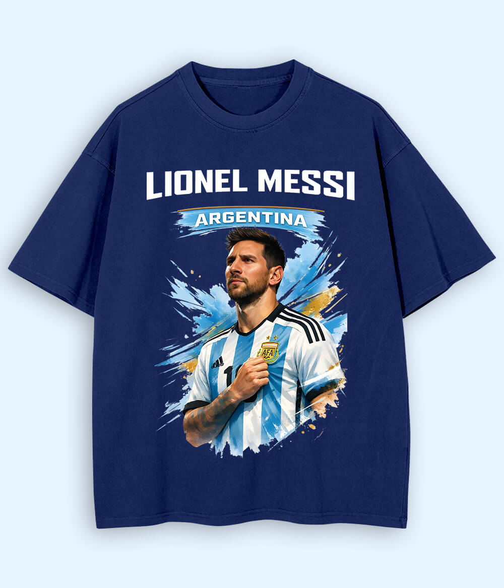 Oversized Lionel Messi Argentina No. 10 Football T-Shirt