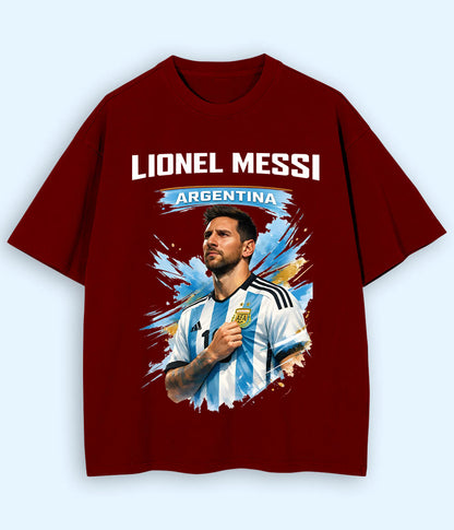 Oversized Lionel Messi Argentina No. 10 Football T-Shirt