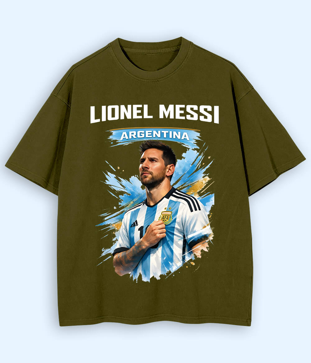 Oversized Lionel Messi Argentina No. 10 Football T-Shirt