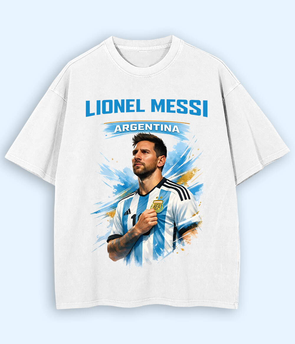 Oversized Lionel Messi Argentina No. 10 Football T-Shirt