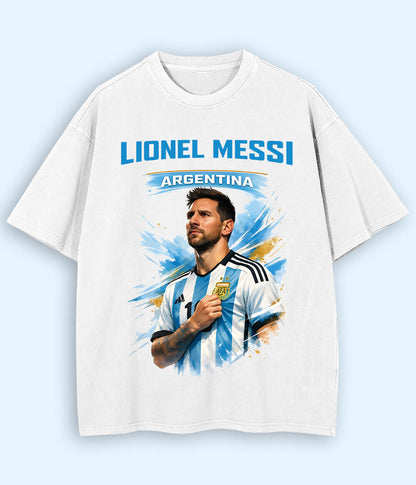 Oversized Lionel Messi Argentina No. 10 Football T-Shirt