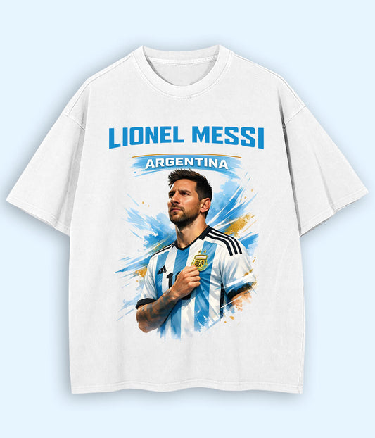 Oversized Lionel Messi Argentina No. 10 Football T-Shirt