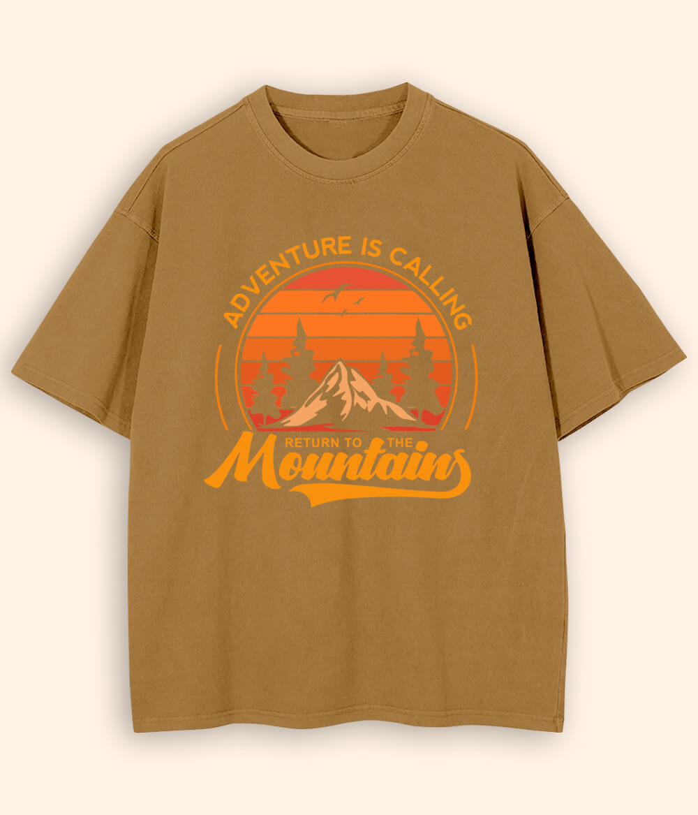 Oversized Mountains Beige T-Shirt (Unisex)
