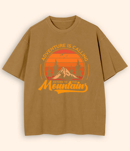 Oversized Mountains Beige T-Shirt (Unisex)