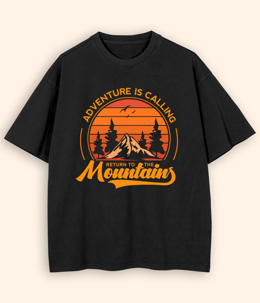 Oversized Mountains Black T-Shirt (Unisex)