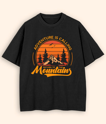 Oversized Mountains Black T-Shirt (Unisex)