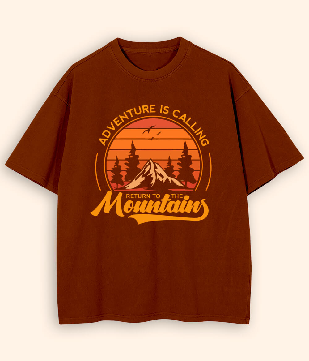 Oversized Mountains Brown T-Shirt (Unisex)