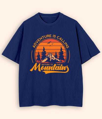 Oversized Mountains Navy T-Shirt (Unisex)