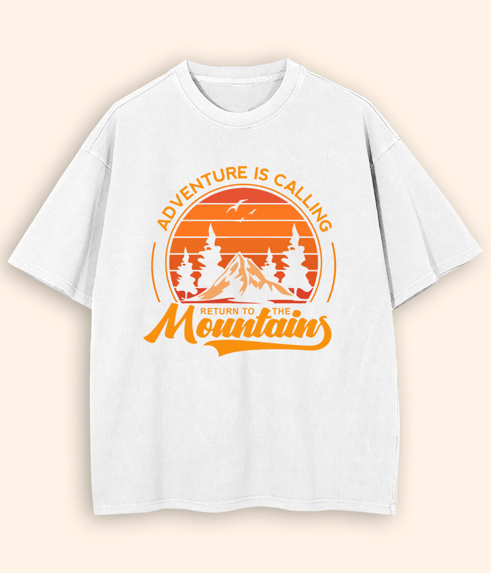 Oversized Mountains White T-Shirt (Unisex)